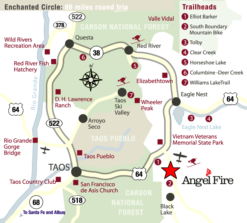 Map of the Enchanted Circle in Northern New Mexico