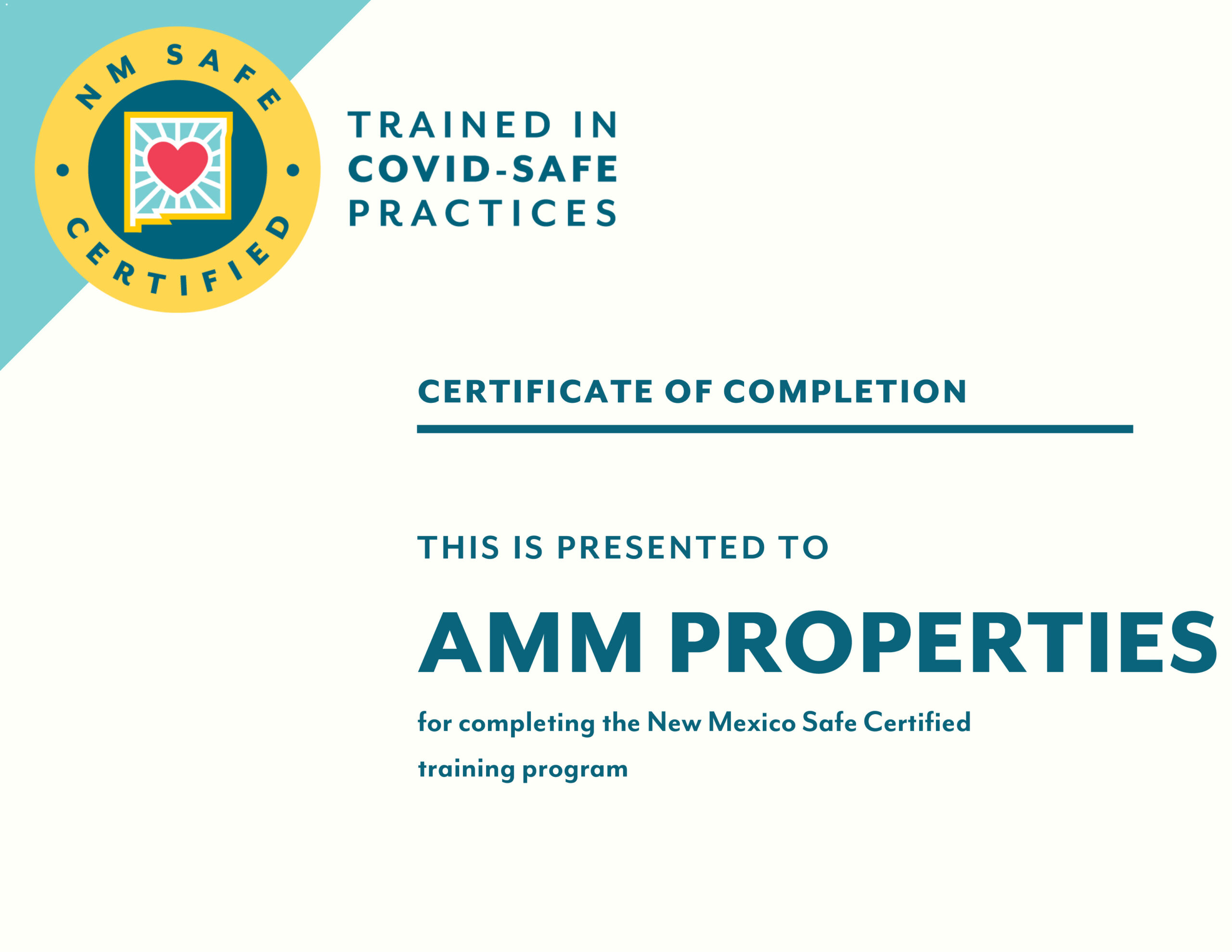 State of New Mexico COVID-SAFE Certified